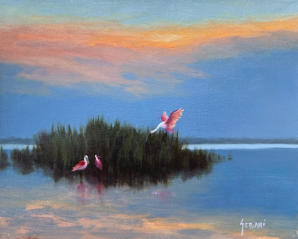 Spoonbills in the Marsh II