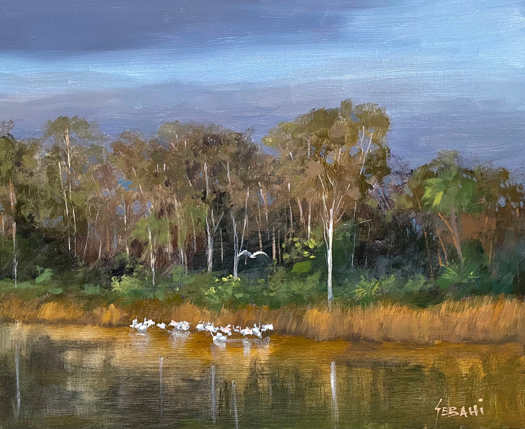 Evening on the Riverbank Landscape painting
