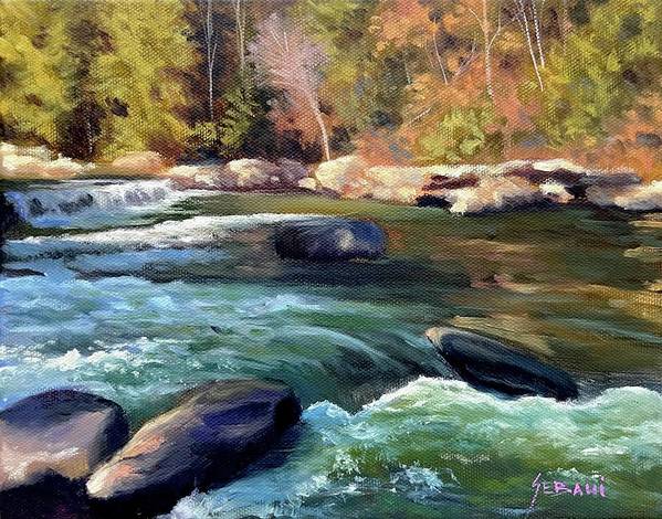 Mountain River Stream Landscape Art Print - Art Print