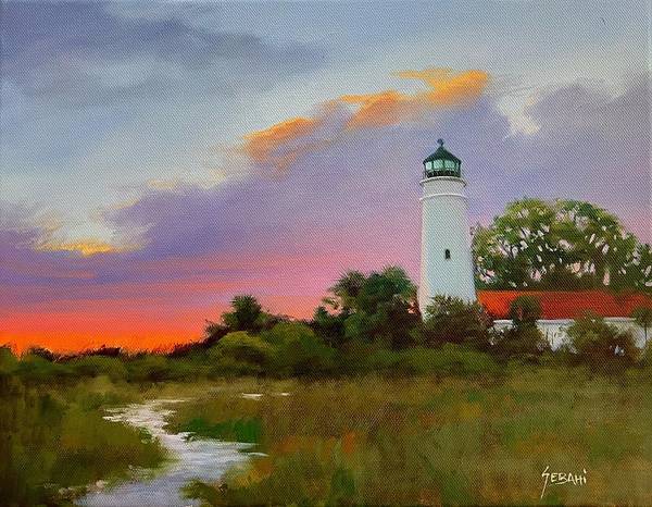 St Marks Lighthouse, Florida Landscape Art Print - Art Print