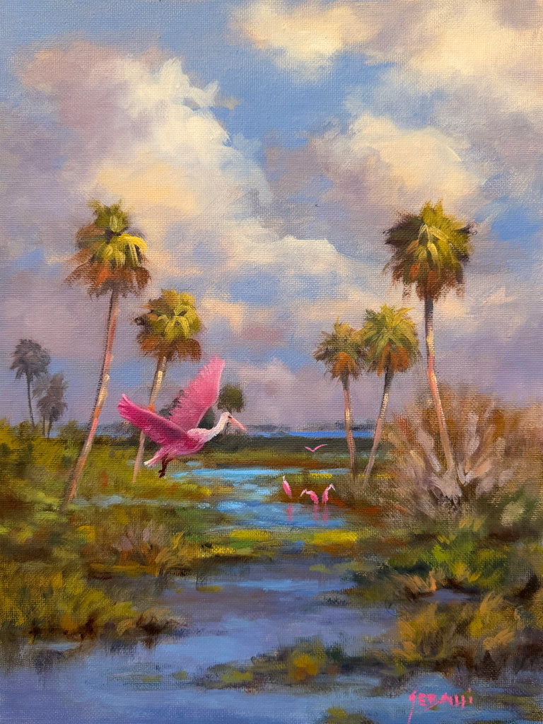 Spoonbills in the Wetlands