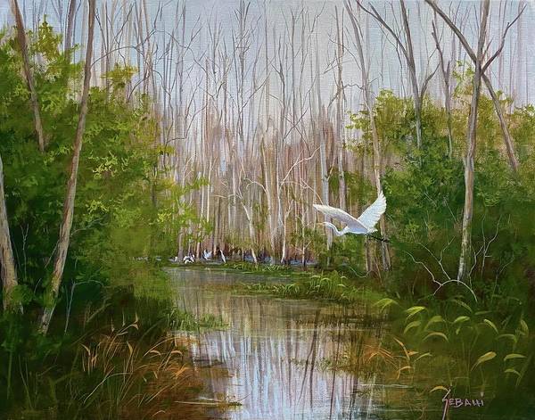 Florida Cypress River and Wildlife Art Print. - Art Print