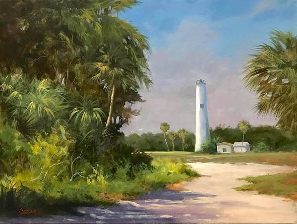Florida Egmont Key Lighthouse  Landscape Art Print  - Art Print