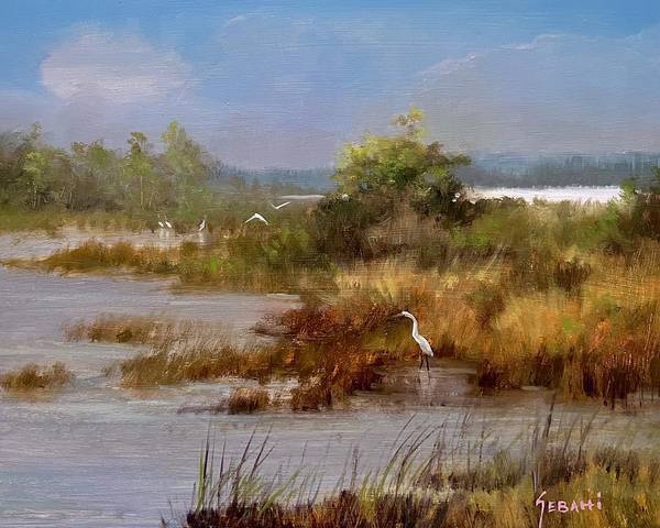 Florida Marshlands at Dusk Landscape Art Print  - Art Print
