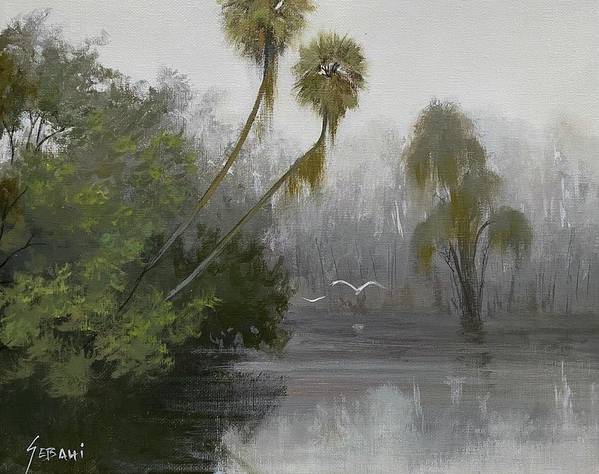 Florida Misty River Landscape Art Print  - Art Print