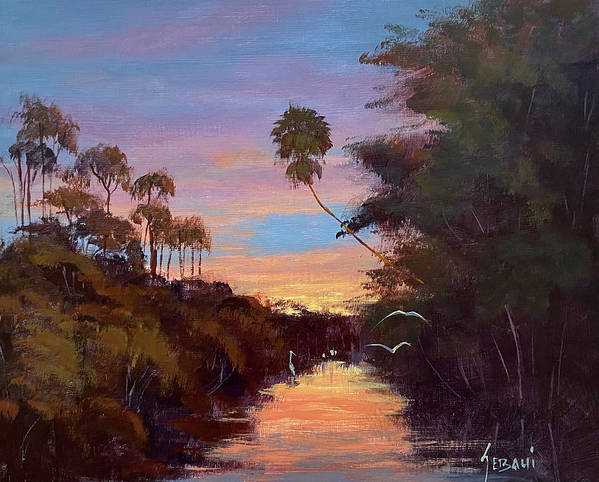 Florida River at Sunset Art Print  - Art Print