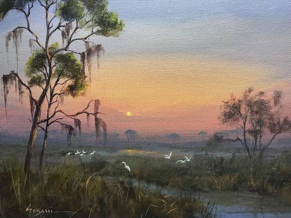 Florida Sunset Landscape and Wildlife Art Print  - Art Print