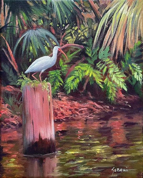 Ibis on the Riverbank Wildlife Art Print by Karim Gebahi - Art Print