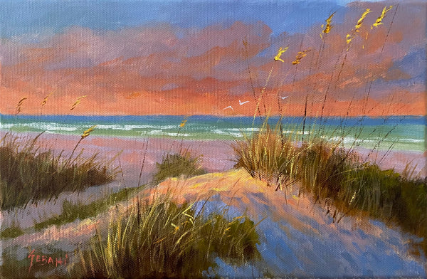 Coastal Sunset over Sand Dunes. Original!