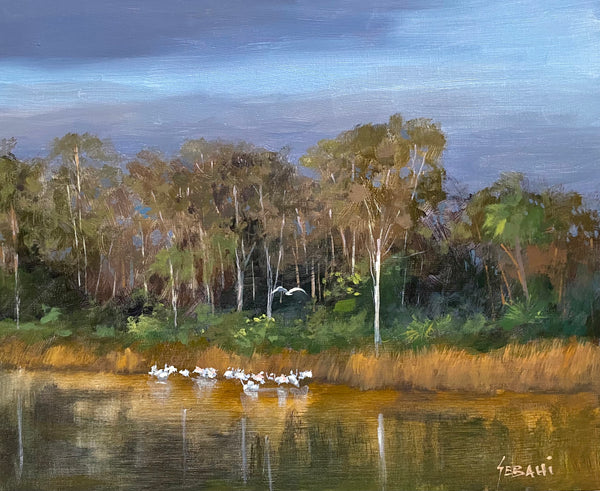 Evening on the Riverbank Landscape painting
