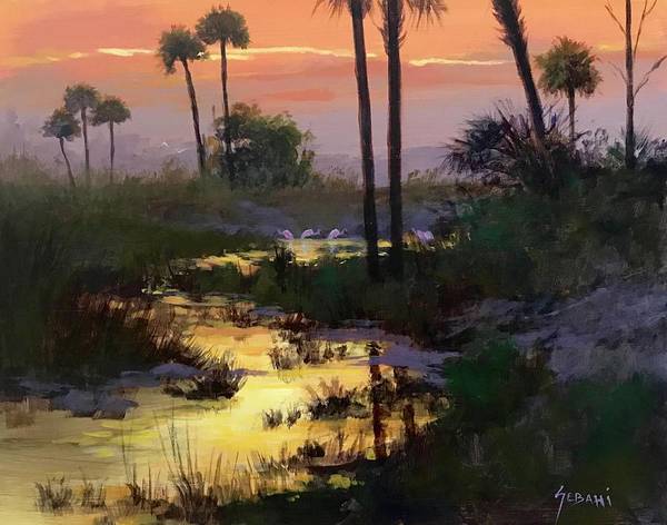 Sunlit Creek Landscape Art Print  - Art Print
